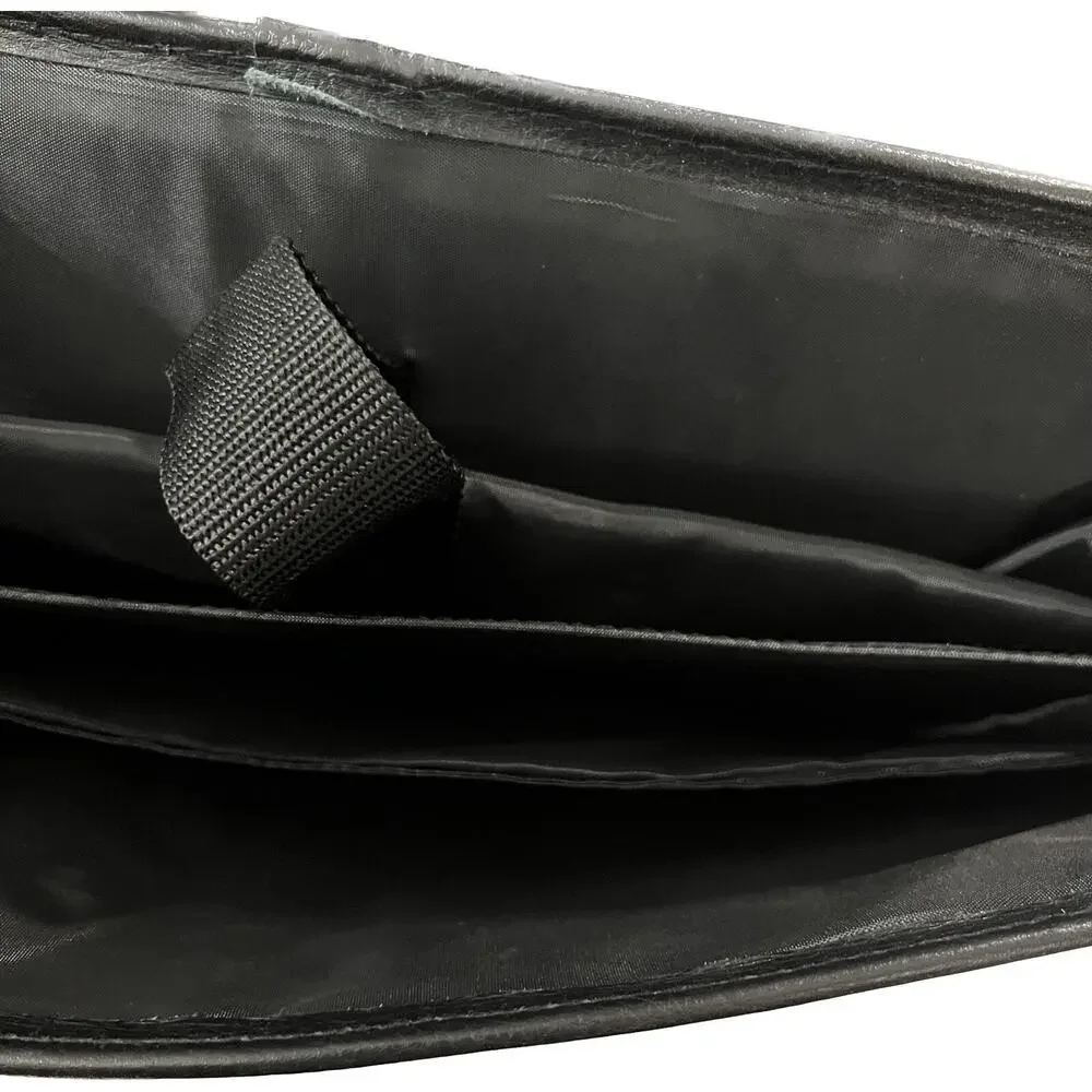 BOSCA Black Soft Leather Double Gusset Flapover Briefcase Messenger Bag
